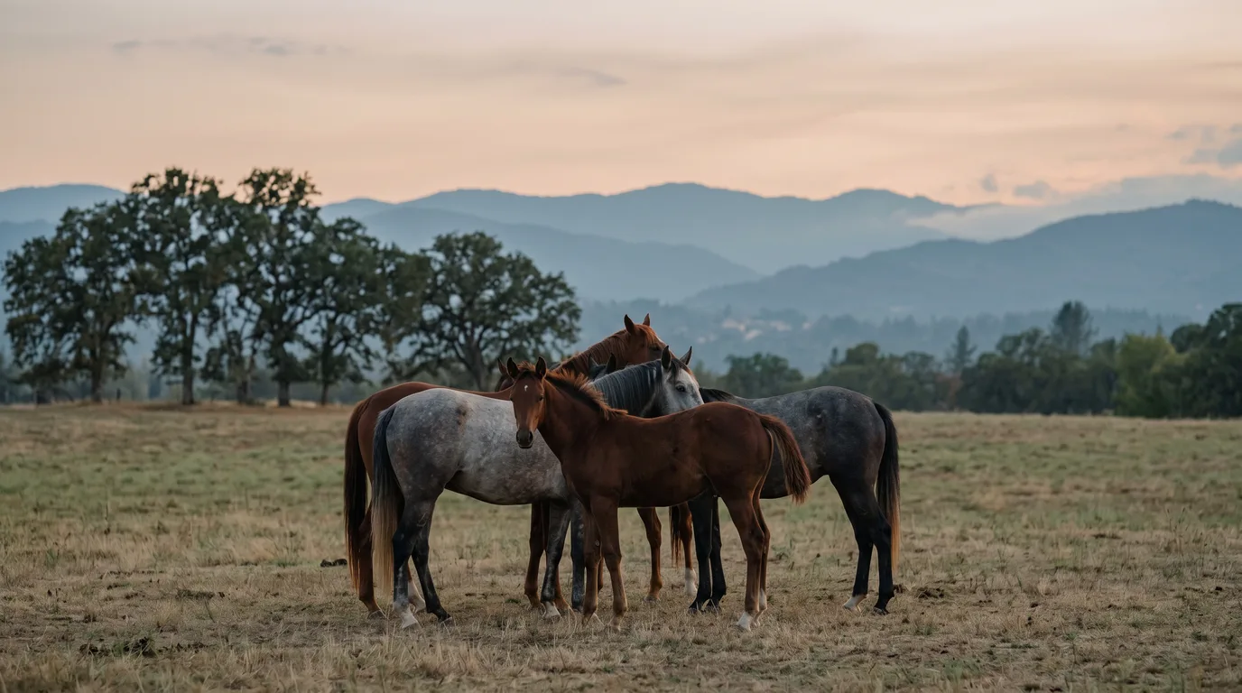Chevaux en liberté, Aux Prés des Naïs, Drôme
